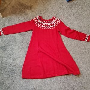 Hanna Andersson Fair Isle Red Sweater Dress Size 14-16